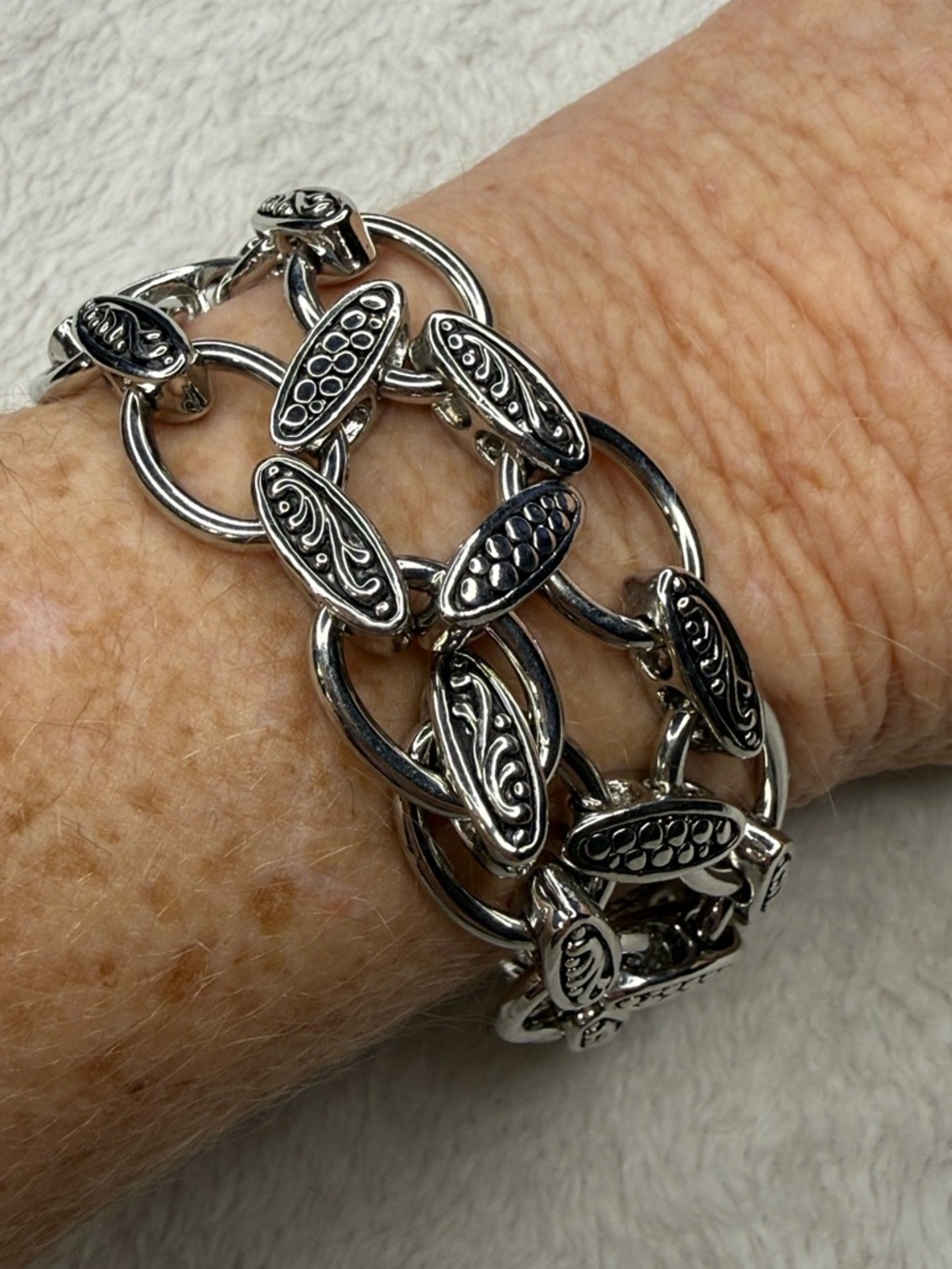 Vintage Heavy chunky chain sterling silver bracelet